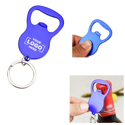 Oval Metal Bottle Opener With Keychain