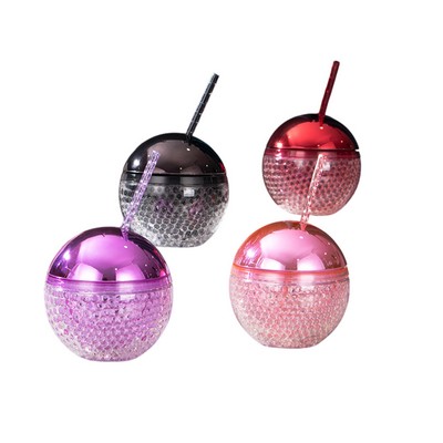 12 oz Double Wall Plastic Disco Ball Tumbler W Freezing Gel
