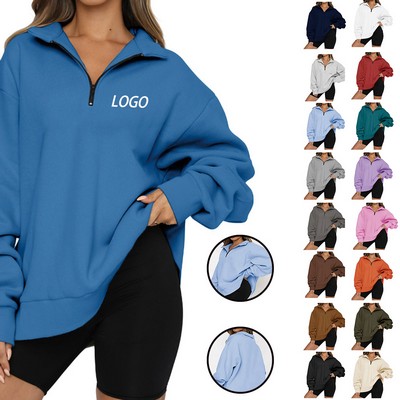 Oversized Half-Zip Sweatshirt for Women