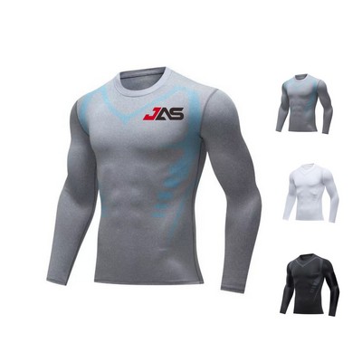 Slim-Fit Men's Moisture-Wicking Athletic Long-Sleeve Shirt