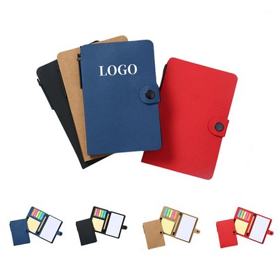Notebook with Sticky Notes and Pen
