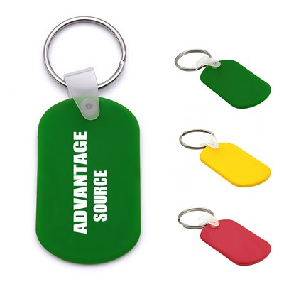 Oval Soft Silicone Keychain Tag w/ Metal Key Ring