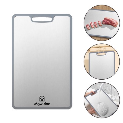 Medium TPR Edge Non-Slip 316 Stainless Steel Cutting Board with Antimicrobial Coating