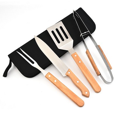 Stainless Steel Wood Handle BBQ Set