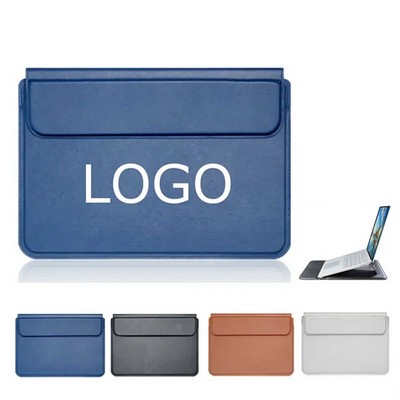PU Leather Laptop Sleeve with Stand Function