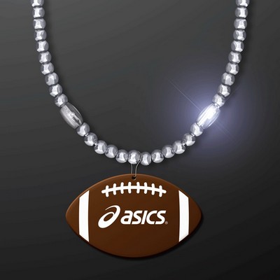 Silver LED Bead Necklace with Football Medallion - PRINTED