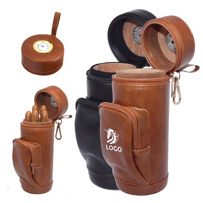 Vintage Leather Cylinder Cigar Humidor MOQ 50