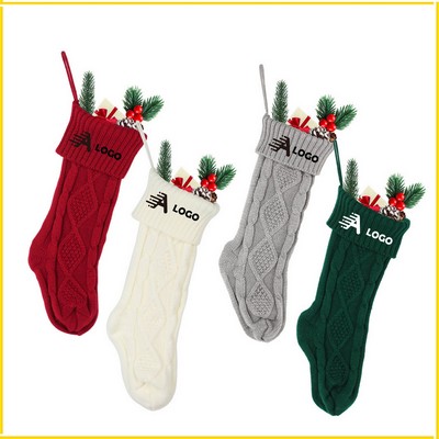 Knit Christmas Stocking with Holiday Decor
