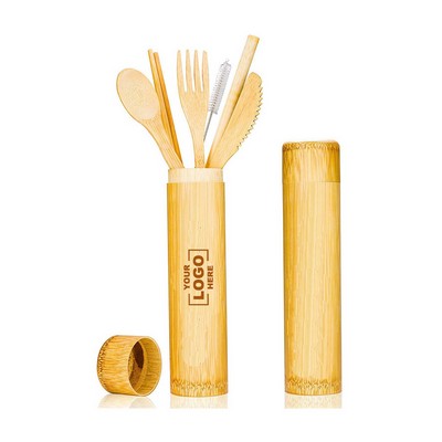 6 in1 Bamboo Cutlery Set