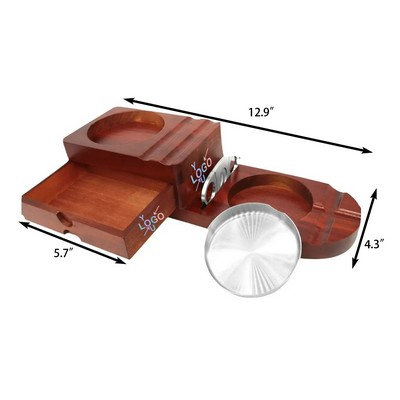 Wooden Whiskey Glass Coaster Tray Set