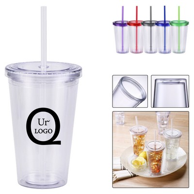 Clear Cups Tumblers W/ Straw