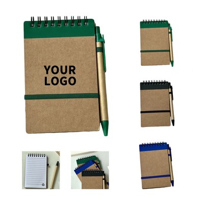 Hardcover Spiral Notebook With Pen Holder 5.9" Length X 3.5" Width X 0.6" Height