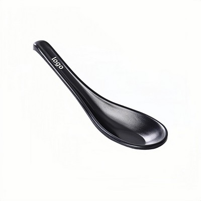 Melamine Japanese Ramen Spoon with Long Handle and Hooked Edge for Noodles