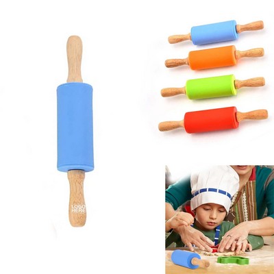 Silicone Rolling Pin With Wooden Handle