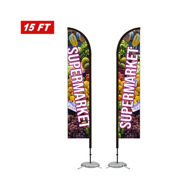 15' Feather Flag Kit-Double Sided With Cross Base&Water Bag