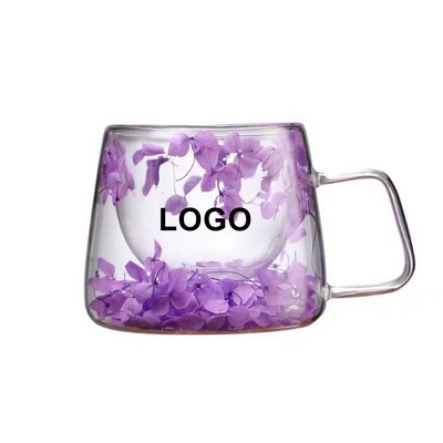 Flower Design 200ml Double Wall Insulated Glass Mug