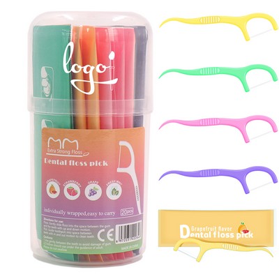 20-Pack Fruit Flavored Dental Floss Picks in Bottle