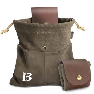 Portable Foldable Leather Canvas Foraging Pouch