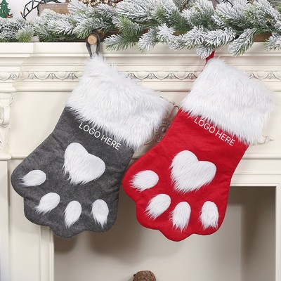 Christmas Decoration Red and Gray Pet Stocking Children's Gift Bag