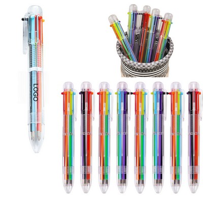 6-in-1 Multicolor RetractableTransparent Barrel Ballpoint Pens