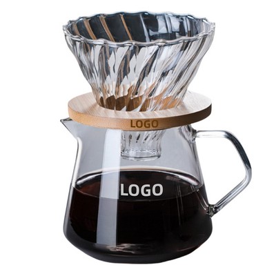 Glass Pour Over Coffee Maker Set with Filter Cup and Serving Carafe