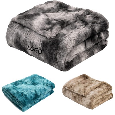 Tie Dye Reversible Long Hair Shaggy Blanket