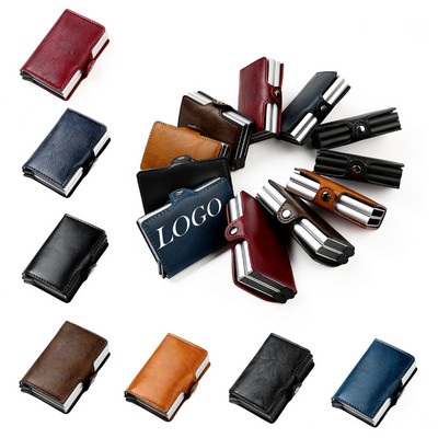 Genuine Leather & Metal Card Holder