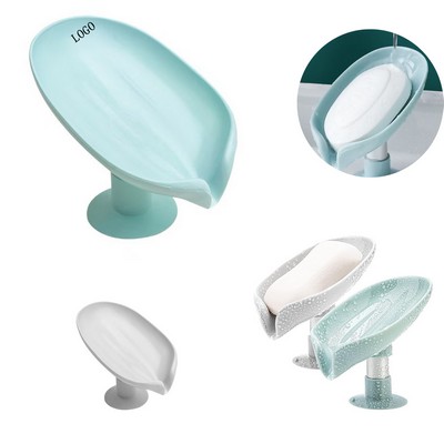 Leaf Soap Dish Self Draining Suction Cup Holder