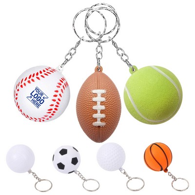PU Foam Sports Ball Keychain Stress Ball Key Ring for Sports Gift and Party Bag