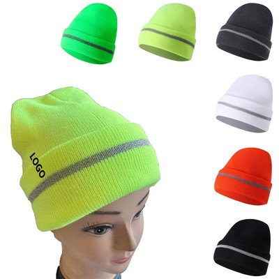 Adult Reflective Knit Beanie Hats