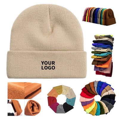 Acrylic Knit Cuff Beanie Winter Headwear