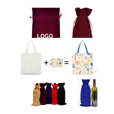 Luxe Velvet Drawstring Wine Bag
