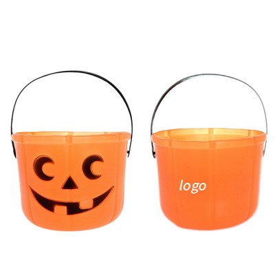 Halloween Plastic Pumpkin Bucket-Decorative Candy Holder