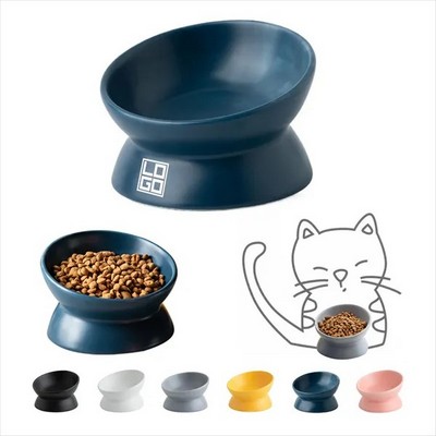 Ceramic Cat Bowl With Diagonal Foot(Ocean)