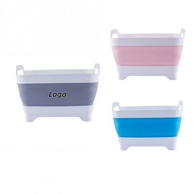 Collapsible Plastic Sink Basin with Drain Grid for Kitchen Travel and Dorm Use