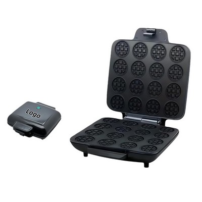 Mini 16-Waffle Maker for Home Use with Compact Design for Breakfast and Snacks