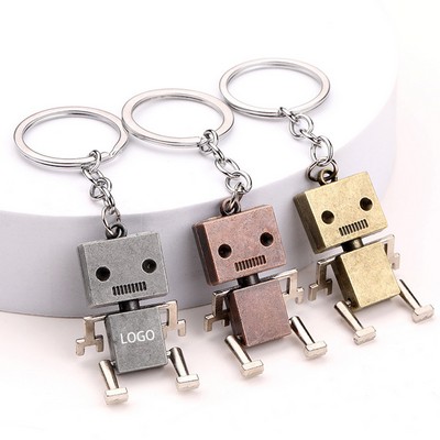 Vintage Metal Movable 3D Robot Charm Robot Keychains