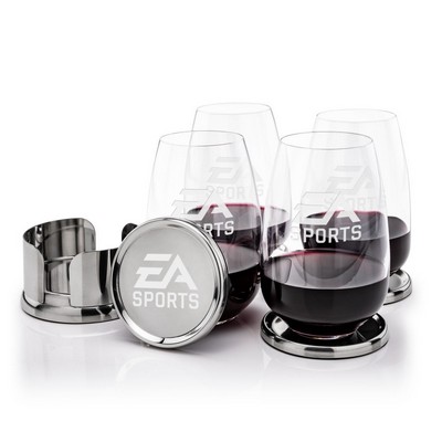 Baldoni Coasters & Oldham Stemless Wine Set