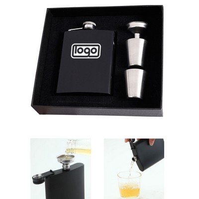 8Oz Stainless Steel Flask Set