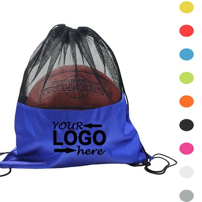 Oxford Fabric Mesh Drawstring Bag