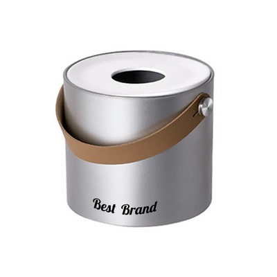 Plastic Round Tissue Box With Leather Handle