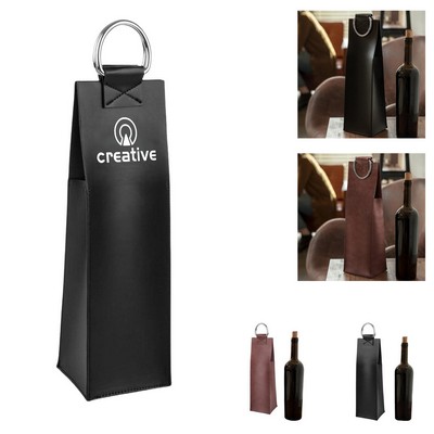 Leather Wine Single Bottle Tote Bag
