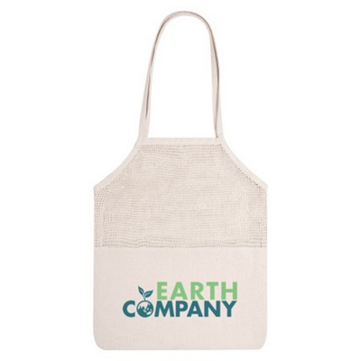 Cotton Canvas Mesh Beach Tote Bag
