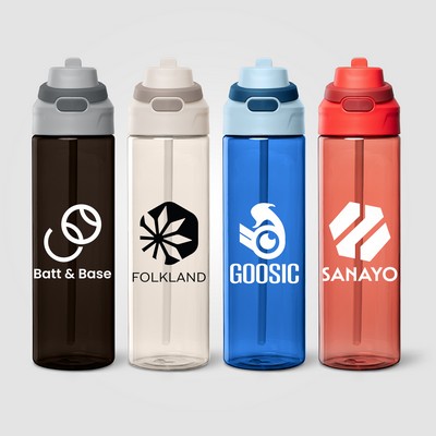 Lynk rPET Flip-Straw Single Wall Bottle - 28 oz. - Silkscreen