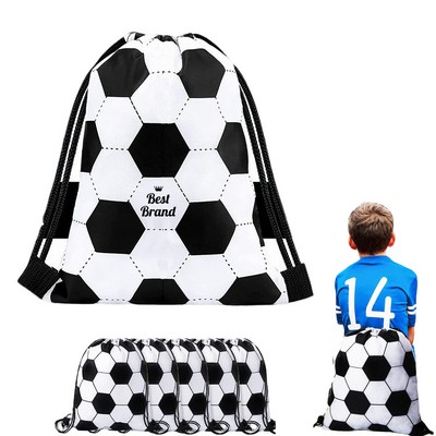 Soccer Pattern Polyester Drawstring Backpack