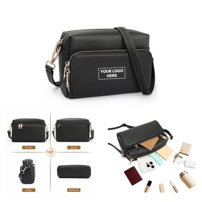 Vegan Leather Camera Style Crossbody Bag