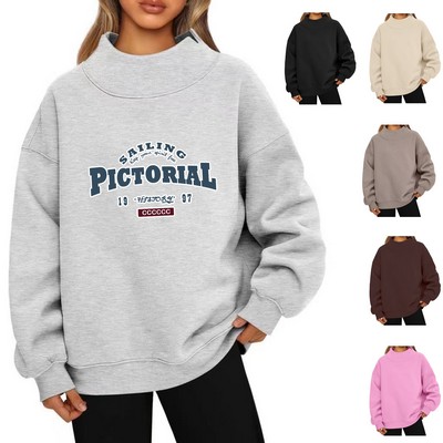 Custom Women's Casual Turtleneck Sweatshirt