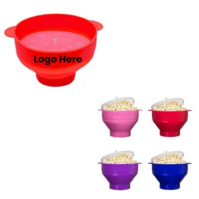 Foldable Silicone Microwave Popcorn Popper Bowl With Lid