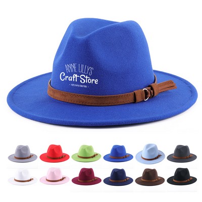 Woolen Fedora Hat with Leather Band