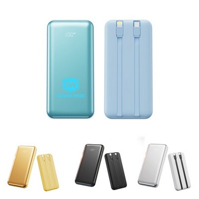 10000mAh Power Bank with Built-in Cable